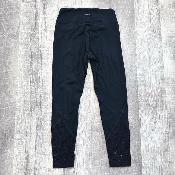 Victorias Secret PINK SPORT Black Yoga Legging Womens M Lace Ankle Mid Rise - Picture 5 of 9